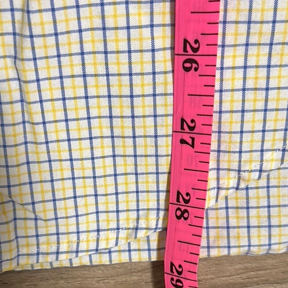 Polo Ralph Lauren Dress Shirt Mens 16 Regent Classic Fit Yellow Blue Plaid